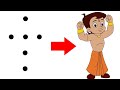 How to draw chhota bheem from 6 dots easy - chhota bheem cartoon drawing for kids pencil sketch