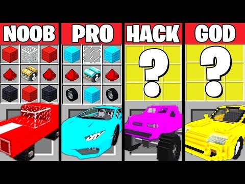 Minecraft Battle: SUPER CAR CRAFTING CHALLENGE - NOOB vs PRO vs HACKER vs GOD ~ Minecraft Animation