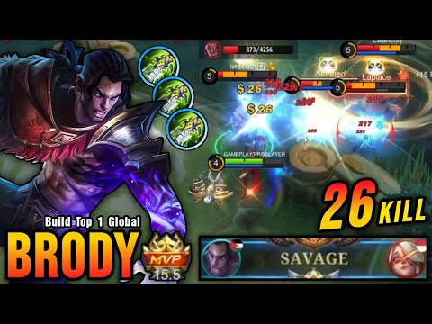 26 Kills!! Brody 3x Blade of Despair Build Auto SAVAGE!! - Build Top 1 Global Brody ~ MLBB