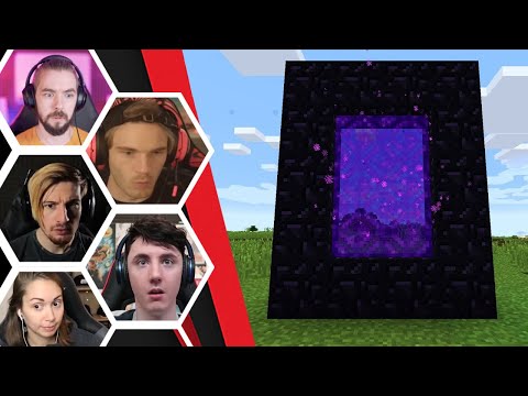Let's Players Reaction To Building A Nether Portal & The Nether | Minecraft