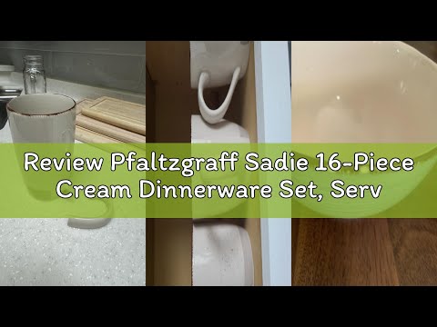 Review Pfaltzgraff Sadie 16-Piece Cream Dinnerware Set, Service for 4, Durable Stoneware Plates and