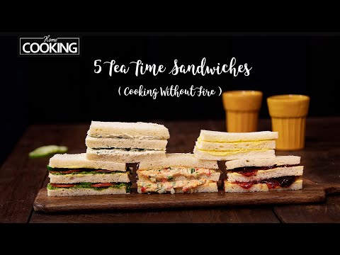 5 Tea Time Sandwiches | Sandwich Recipe | Cooking Without Fire | Vegetable Sandwich | Bread Recipes