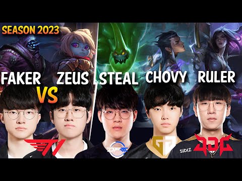 T1 Faker vs T1 Zeus | Faker, Chovy, Ruler & DFM Steal in the Same TEAM - Patch 13.18 KR Ranked