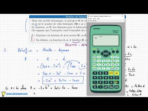 Fonction • prix, recette, dépenses, bénéfice • calcul littéral • quatrième troisième