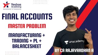 Final Accounts | Master Problem | Manufacturing Trading P&L B/S | CA Rajavardhan A | #AccountsMan