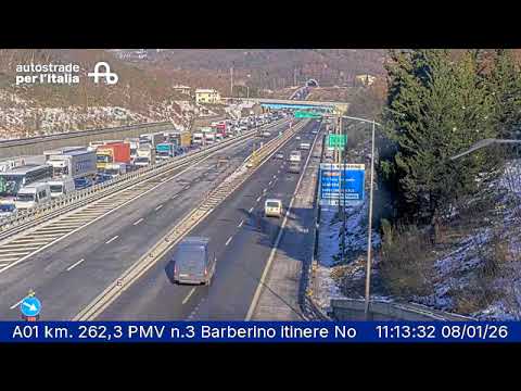 La situazione stamani all'altezza di Barberino di Mugello dalle webcam di Autostrade per l'Italia
