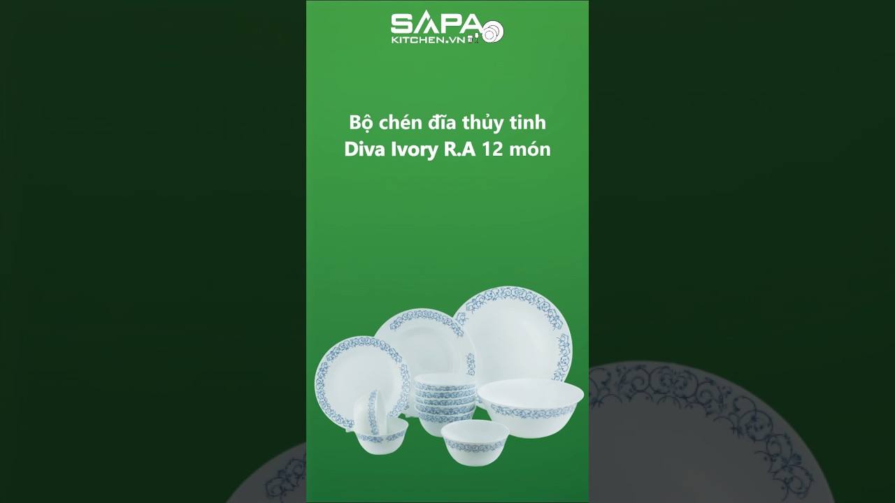 Bộ chén đĩa thủy tinh Diva Ivory Royal Arch 12 món (La Opala)