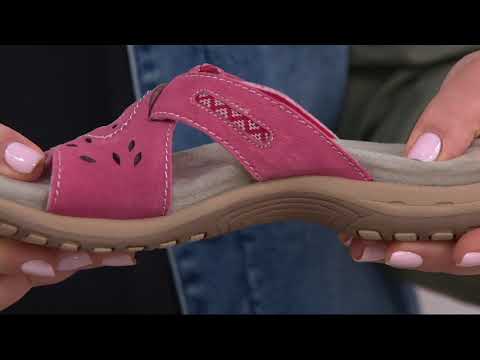 Earth Origins Suede Adjustable Slip On Sandals - Sterling on QVC