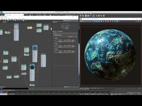Procedural bump and shading in V-Ray RT GPU (CUDA).