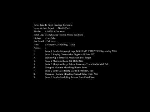 Sangkaning Tresnan meme Lan Bapa - Nadila Putri - Bali Kumara Gen 8 (Karaoke)