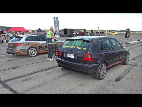 1050HP Volkswagen Golf 3 R30 Turbo 4Motion Turbosektor-Ost 💥 Engine Start Up, Drag Race & Fail
