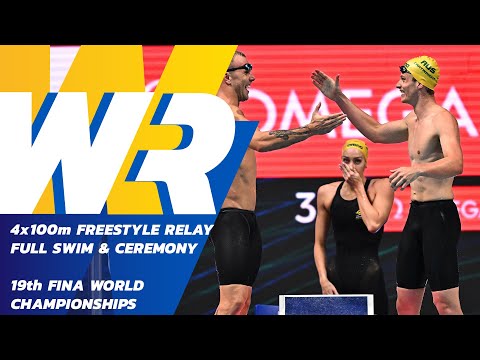 World Record | Full Swim & Medal Ceremony | Mixed 4x100m Freestyle | 19th FINA World Championships