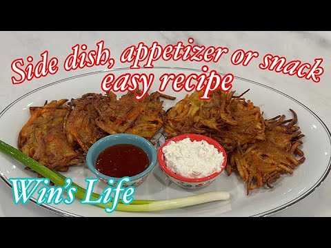 HOW TO MAKE FRITTERS |  CRUNCHY DELICIOUS POTATO CARROTS AND ONION FRITTERS WITH DIP | WIN’S LIFE