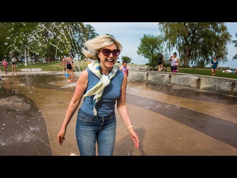 BACK TO REAL LIFE: Mississauga Mayor Crombie tries out spray pad