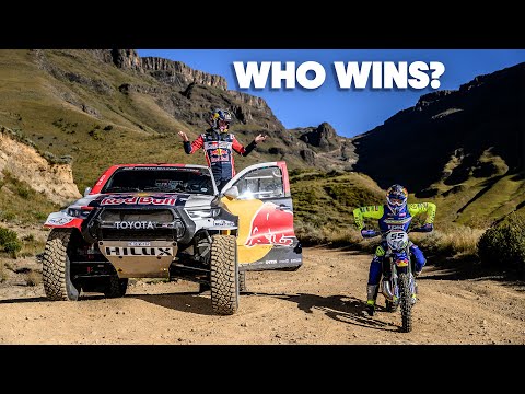 Who is Quickest up Africa's Hardest Road? Dakar Rally Car VS Dirt Bike