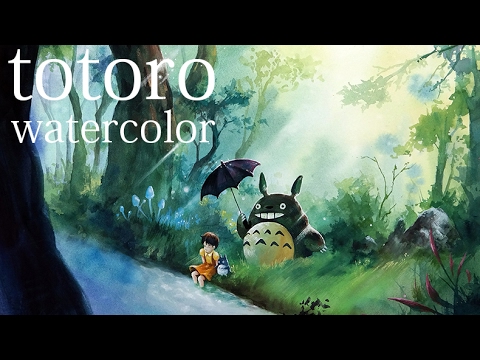 토토로 ,지브리,수채화 일러스트,Totoro watercolor illustration