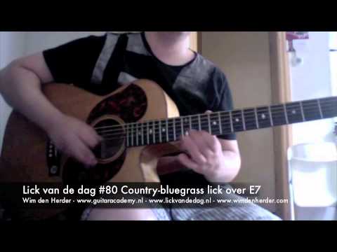 Wim's GuitarLickzz #80 Country bluegrass lick over E7