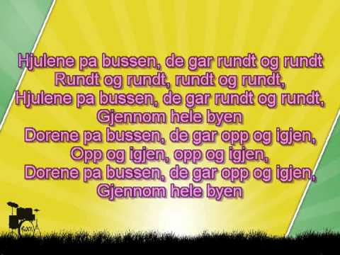 Barn karaoke   Hjulene pa bussen, de gar rundt og rundt   sakte   nokkel F   den melodiske linjen