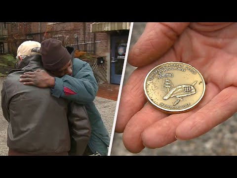 ホームレスの男性が退役軍人から盗まれたレアコインを発見して返す (Homeless Man Finds and Returns Rare Coin Stolen from Veteran)