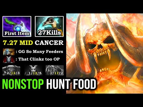 7.27 SOLO MID CLINKZ Mana Burn 1st Diffusal Counter QOP with Nonstop Hunt 1Kill Per Min DotA 2