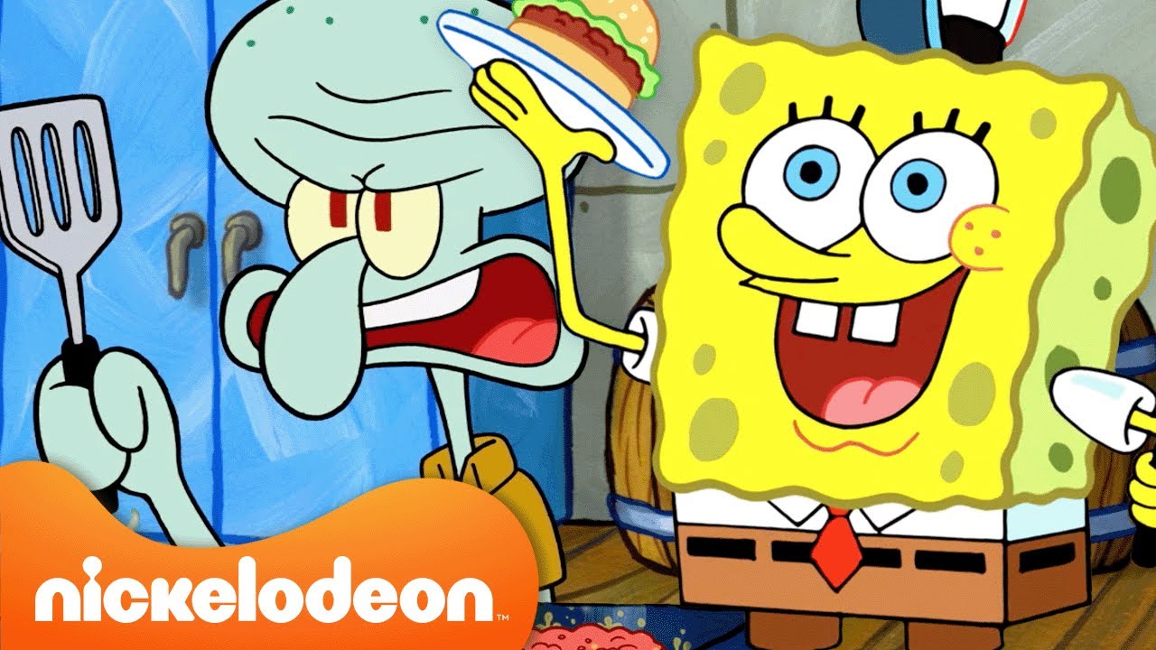 SpongeBob | Setiap kali Squidward membuat Krabby Patty 🍔 | Nickelodeon Bahasa