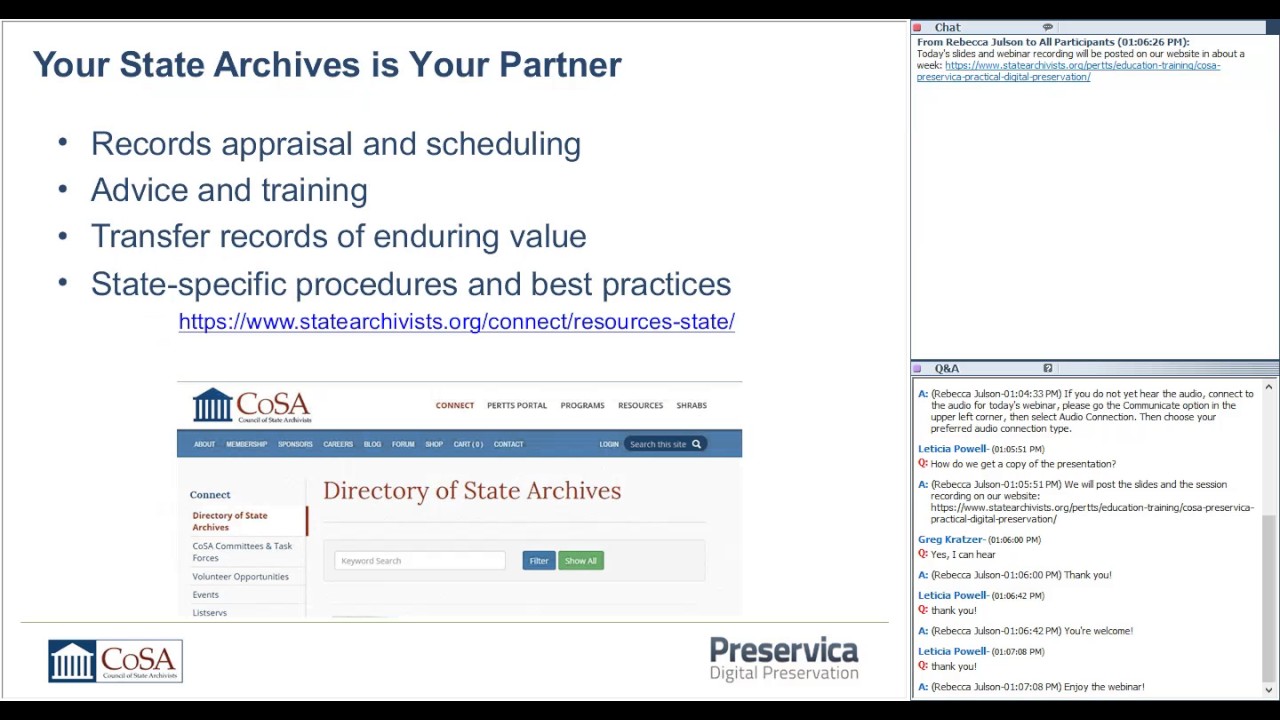 CoSA-Preservica Webinar: Digital Preservation 101, Part 1