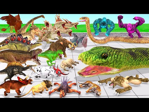 Reptiles Battle - Revolt of 2 Giant Gorilla vs Wild Animals Dinosaurs Animal Revolt Battle Simulator