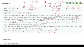 YouTube video 'Leetcode 1884. Egg Drop With 2 Eggs and N Floors || DP'