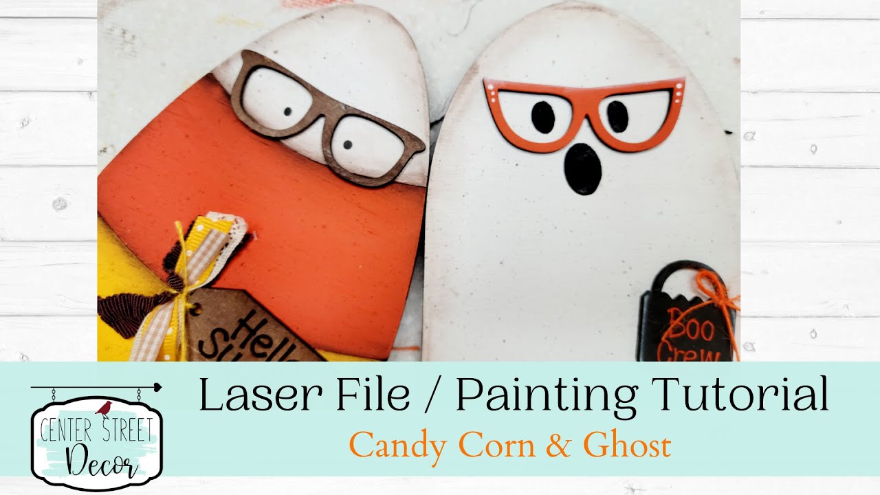 Halloween Candy Corn and Ghost Laser Cut File Paint Tutorial