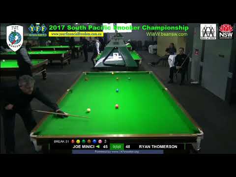 QF Joe Minici Vs Ryan Thomerson 2017 South Pacfic Snooker Championship