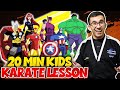 Karate Training For Kids At Home | 20 Min Marvel Mashup V1 | Dojo Go (Week 24)