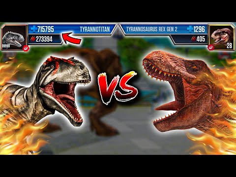 T-REX GEN 2 vs TYRANNOTITAN LEVEL 999 | Jurassic World: The Game