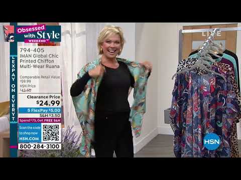 IMAN Global Chic Printed Chiffon MultiWear Ruana