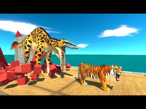 RUN AWAY FROM LEOPARD SPINOSAURUS PARKOUR DEATH CLIMB - ARBS