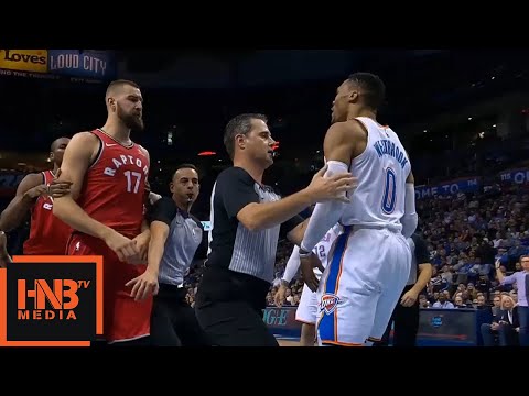 Russell Westbrook & Jonas Valanciunas Skirmish / Thunder vs Raptors