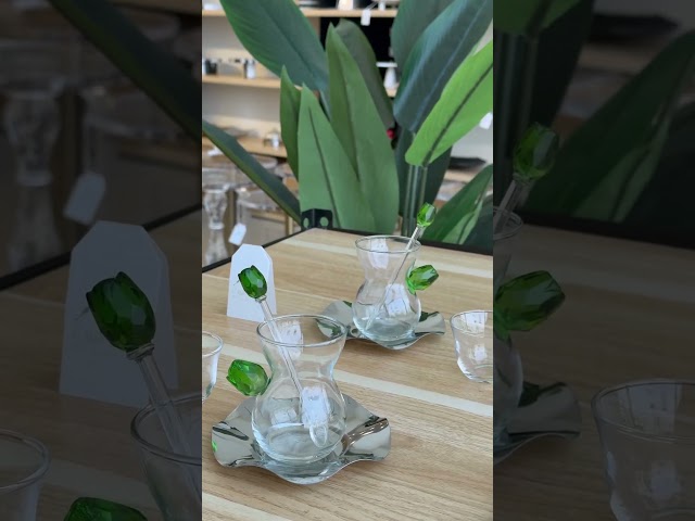 طقم قهوة وشاهي 24 قطعة باللون الأخضر