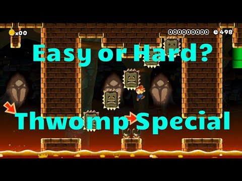 Super Mario Maker Easy or Hard? Thwomp Special (Both Routes)