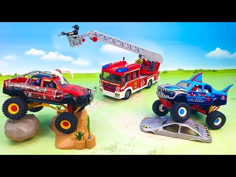 Полицейская машина Пожарная машина Бульдозер Мусоровоз Грузовик и игрушки Щенячий Патруль распаковка