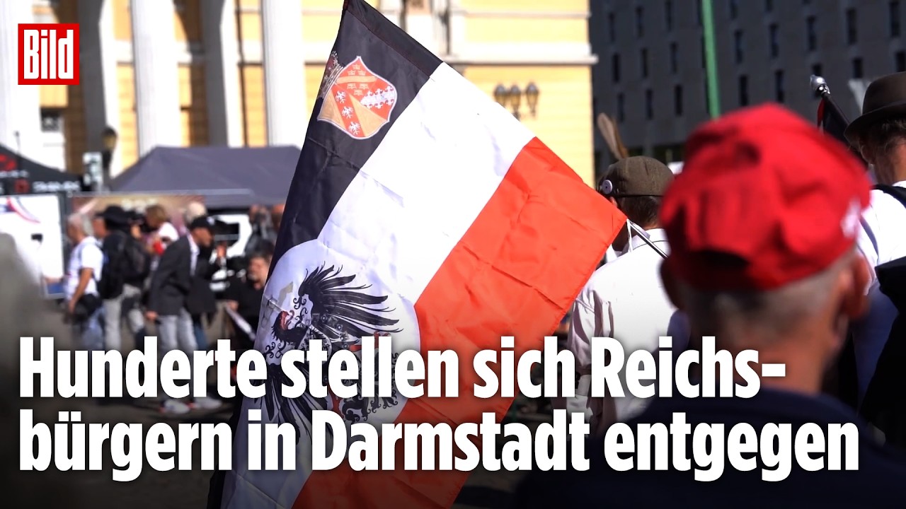 Kaiserreich mitten in Darmstadt: Reichsbürger-Treffen auf dem Carolinaplatz! Hunderte protestieren!
