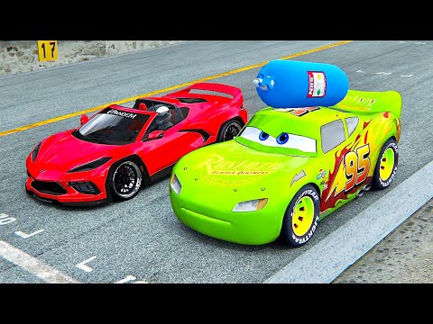 Lightning McQueen NOS Edition vs Chevrolet Corvette C8 Stingray Pandem Monster at Top Gear Track