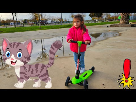 Eva bisiklet yolunda scooter biniyor ve yolda kedi ile karşılaşıyoruz دي دي ميدو - لولو | قناة وناسة