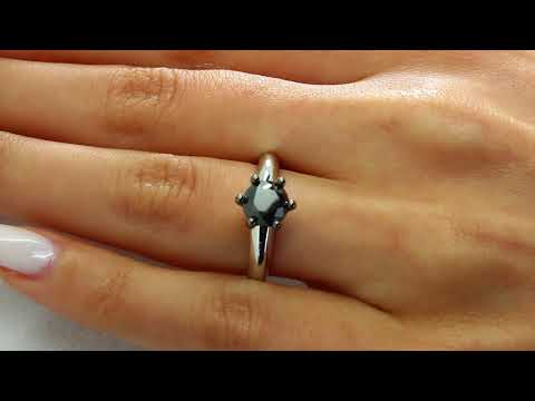 1 1/2 CT Round Black Diamond Engagement Ring in 10K White Gold (MDR170042)