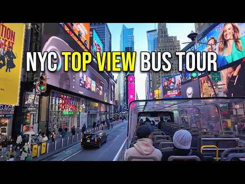 NYC Double Decker Top View Bus Tour 2025 NYC Sightseeing Bus Ride FULL Downtown Hop-On Hop-Off Bus