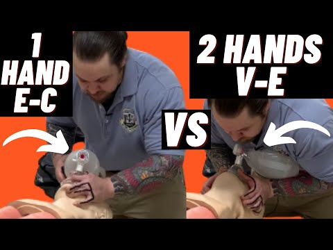 Which technique is better 1 Hand E-C or 2 Hands V-E Technique for Bag Valve Mask BVM Ventilation?