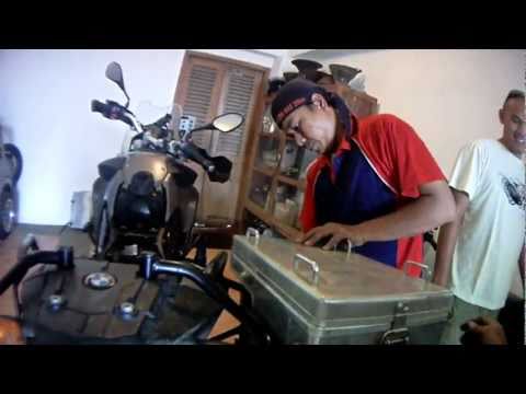 Wheel2Wheel Day 76: Repair Journal. Motorcycle repair with great skill and no tools