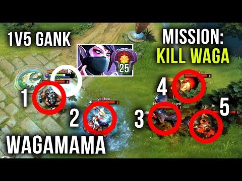 Wagamama Best TEMPLAR ASSASSIN 1v5 Gank Still Can't Die - WTF Unranked All Mid Playstyle to Kill Him