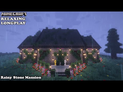 Minecraft Relaxing Longplay - Rainy Stone Mansion - Cozy Build Mansion ( No Commentary ) 1.19