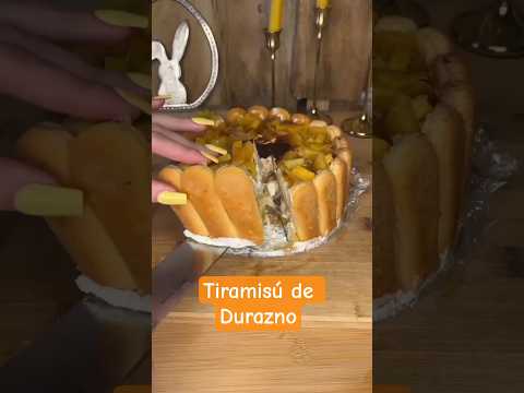 Tiramisú de Durazno y Crema, elaboración con biscochos