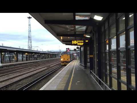 37608 & 37611 with 6M95 Dungeness to Crewe Siding passes Ashford 07/10/2015