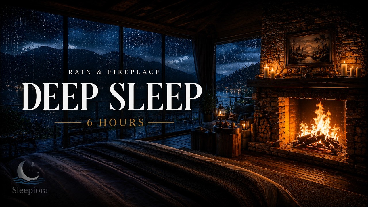 Rain & Fireplace | Ocean Waves | Cozy Night Ambience | 6 Hours Deep Sleep | No Ads